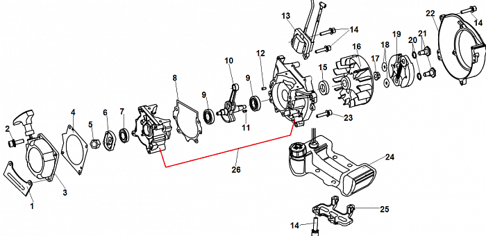 2 КОЛЕНВАЛ - МАХОВИК - МАГНЕТО ТРИММЕР CHAMPION Т445