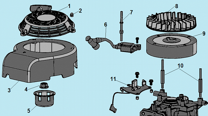 6 СТАРТЕР - МАГНЕТО - МАХОВИК ГАЗОНОКОСИЛКА CHAMPION LM4622