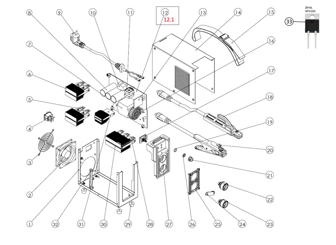 ЗАПЧАСТИ ДЛЯ ИНВЕРТОРА СВАРОЧНОГО ELITECH ИС 200М TEMI