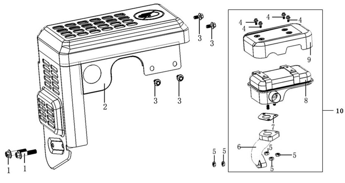 ЗАПЧАСТИ ДЛЯ ДВИГАТЕЛЯ LC190FDS (ГЛУШИТЕЛЬ)